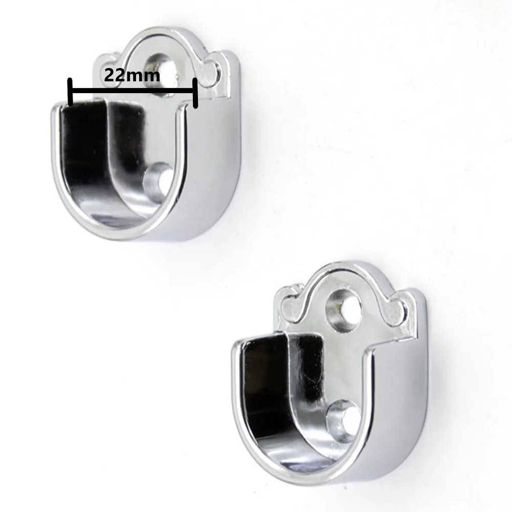 Wardrobe Bracket 2PCS Heavy Duty Rod Socket Flange Rod Holder Closet End Support U Shaped Rail Support Furniture Hardware shelf bracket folding shelf bracket