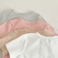 Summer Newborn Infant Baby Boy Girls Fallow Solid Color T-Shirt Round Neck Muslin Candy Color Kids Fashion Baby Clothing 3