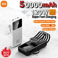 Xiaomi Hot 50000mAh 120W Power Bank Super Fast Charging Powerbank Portable Mobile Power With 4 Wire for iPhone Samsung HUAWEI 1