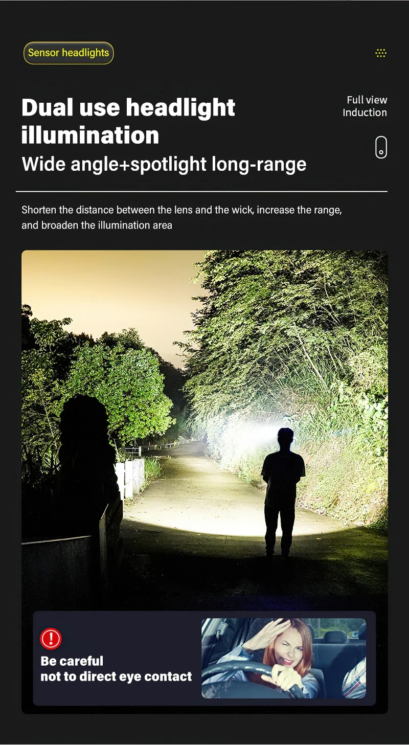 Description Picture 5 of itemCOB Floodlight Headlamp 10cm IR Motion Sensor Headlight USB Rechargeable Head Lamps Waterproof Head Light with Built-in Battery