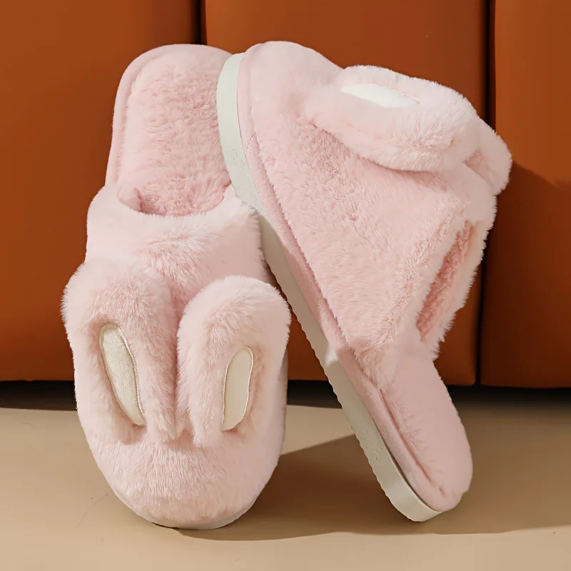 Women Cotton Slippers 2024 Winter Plush Cute Rabbit Comfortable Anti Slip Home Indoor Floor Warm Cartoon Slippers Chanclas Mujer 4
