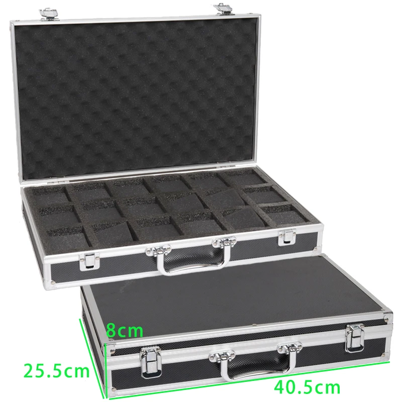 Large Capacity Aluminum Watch Organizer Box – 10/12/18 Slot Black Alloy Collection Case... - SKU WOB02216 - UGI Packaging