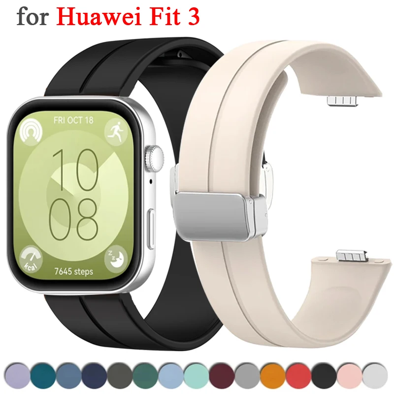 화웨이 워치 FIT 3 용 실리콘 스트랩, 스마트 워치 마그네틱 버클 스포츠 팔찌, 화웨이 FIT 3 밴드, 손목 밴드 액세서리