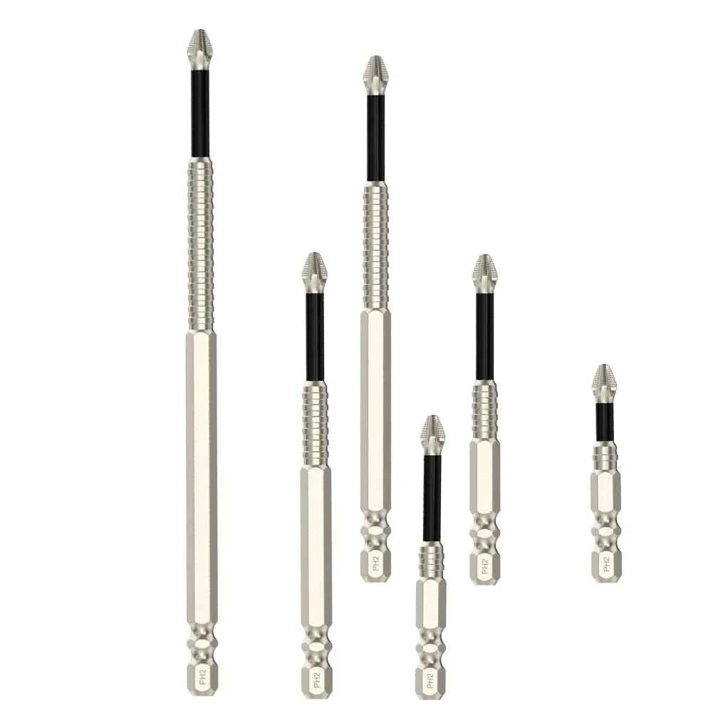 Magnetic Screwdriver Bits Anti Slip PH2 Screwdriver Bit PH2 Batch Head Cross High Hardness Alloy Steel Long Drill Bits 25-150mm 1pc
