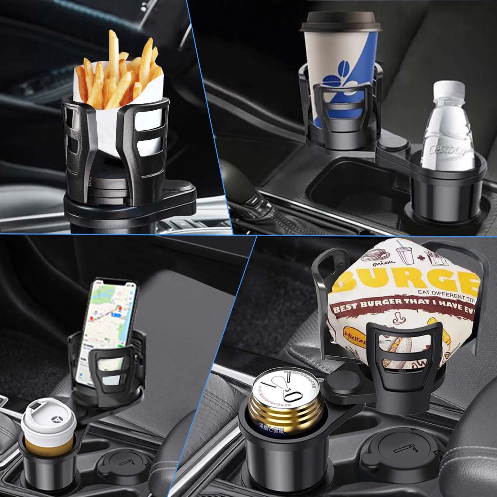 2 in 1 Car Cup Holder Expander 360&deg; Rotating Adjustable Base Drink Holder Anti-Shake Stable Car accessories