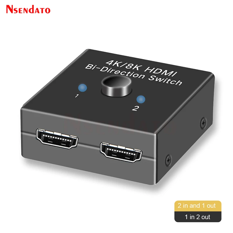 Switcher Switch Bidirezionale Hdmi 2 In 1 Out 8K 60Hz 4K 120Hz Hdmi 1X2 2X1 2 1 Switcher Splitter 8K 1 In 2 Out Per Pc Tv Box Ps5