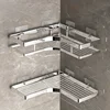 No Drill, Thickened Flat Bar Triangle Shelf, Waterproof Rectangle Storage Organizer for Bathroom and Kitchen 1