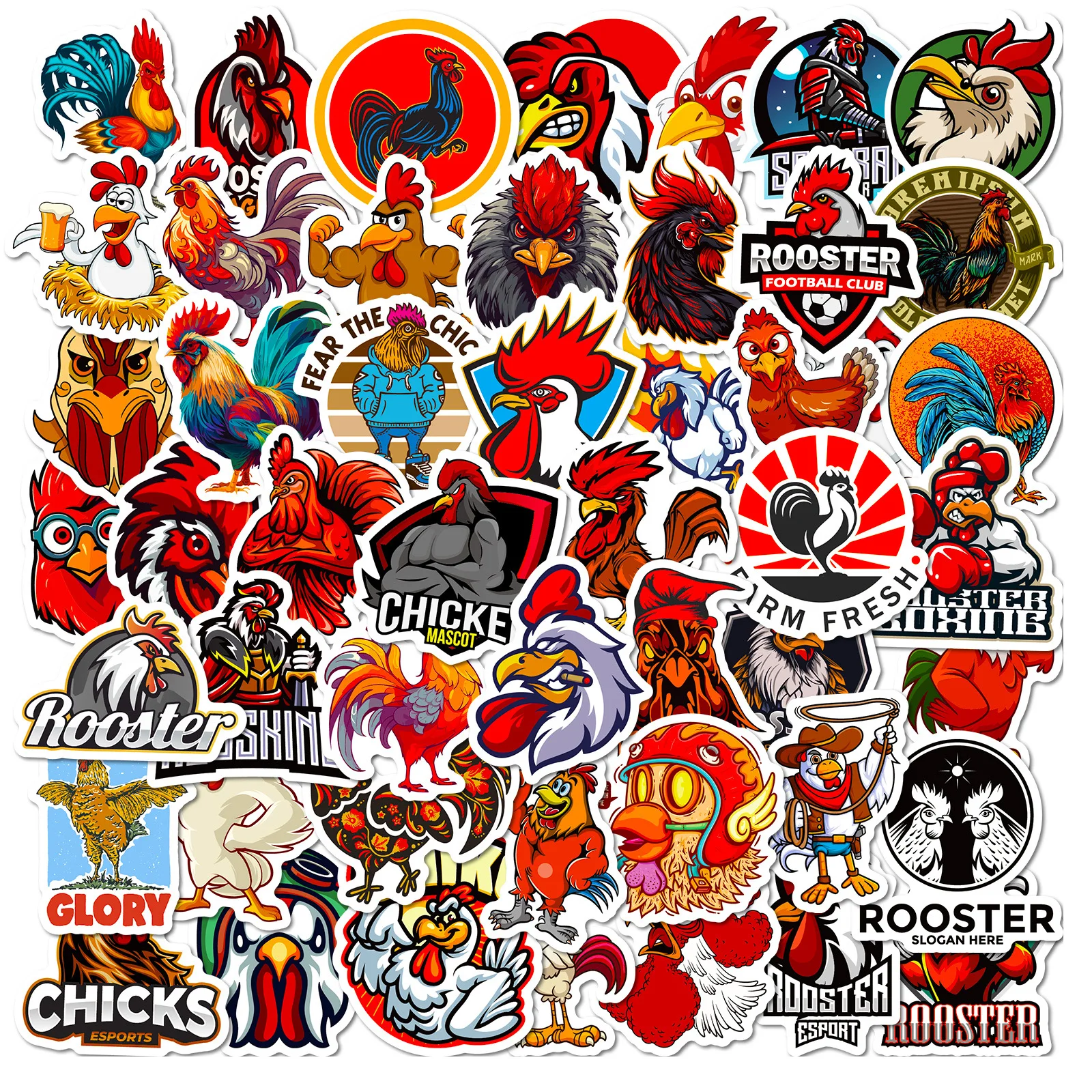 50Pcs Cartoon Creative Rooster Series Graffiti Stickers Suitable for Laptop Helmets Desktop Decoration DIY Stickers Toys