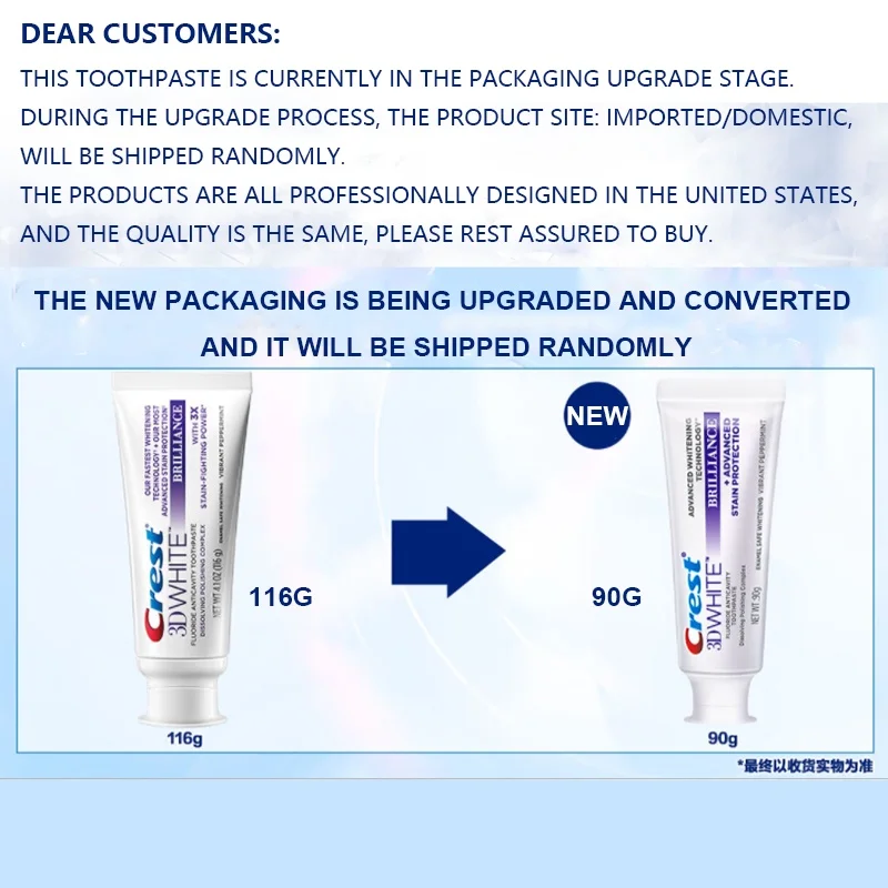 Crest 3D White Toothpaste 90g Stain Removal Whitening Advanced Fluoride Anticavity Complex Oral Hygiene Squeeze Tooth Paste teeth whitening product teeth whitening essence teeth health product