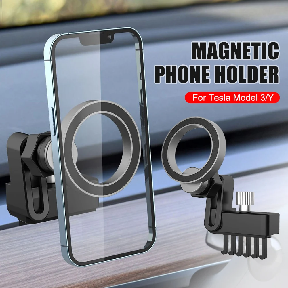 

Magnetic Car Phone Holder 360 Degree Adjustable Phone Mount For Tesla Model 3 Y Auto Magnetic Phone Bracket For iPhone 14 13 12