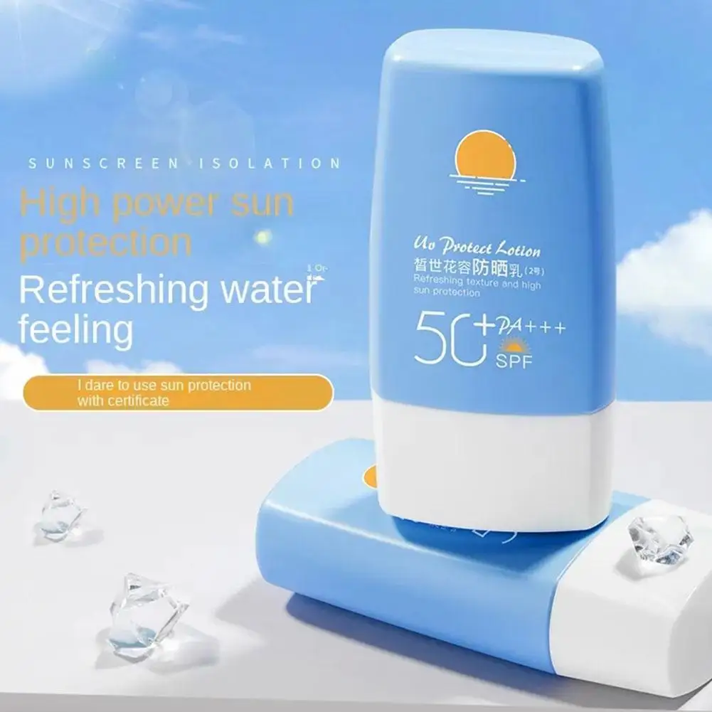 Sunscreen Isolation Whitening Facial Sunscreen Liquid Spf50 Makeup Moisturizing Anti-UV Fixed Body Sun Refreshing Cream Fac E5Q3