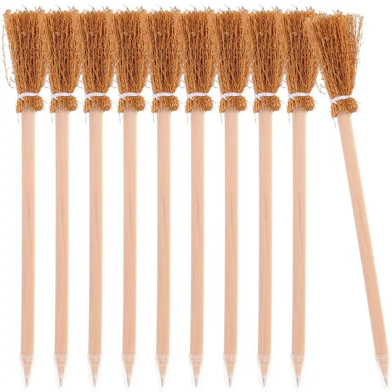 

10pcs Halloween Witch Broom Halloween Witch Preschool Pencils For Beginners Halloween Pens For Decor Painting Students Writing