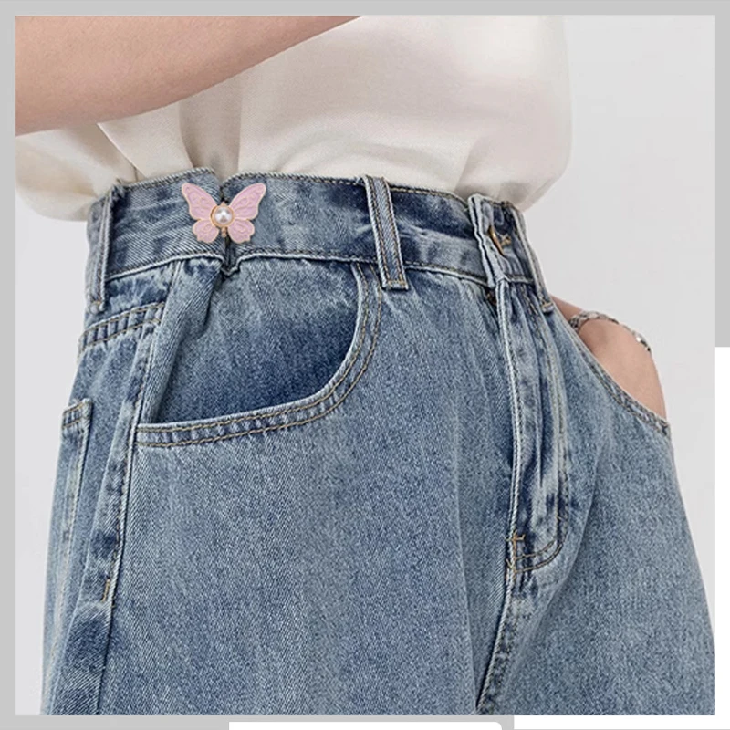 1Pair Adjustable Butterfly Waist Button for Tighting Waistline of Pants Jeans Skirts Waist Reduce Buckles No Sewing Required 6
