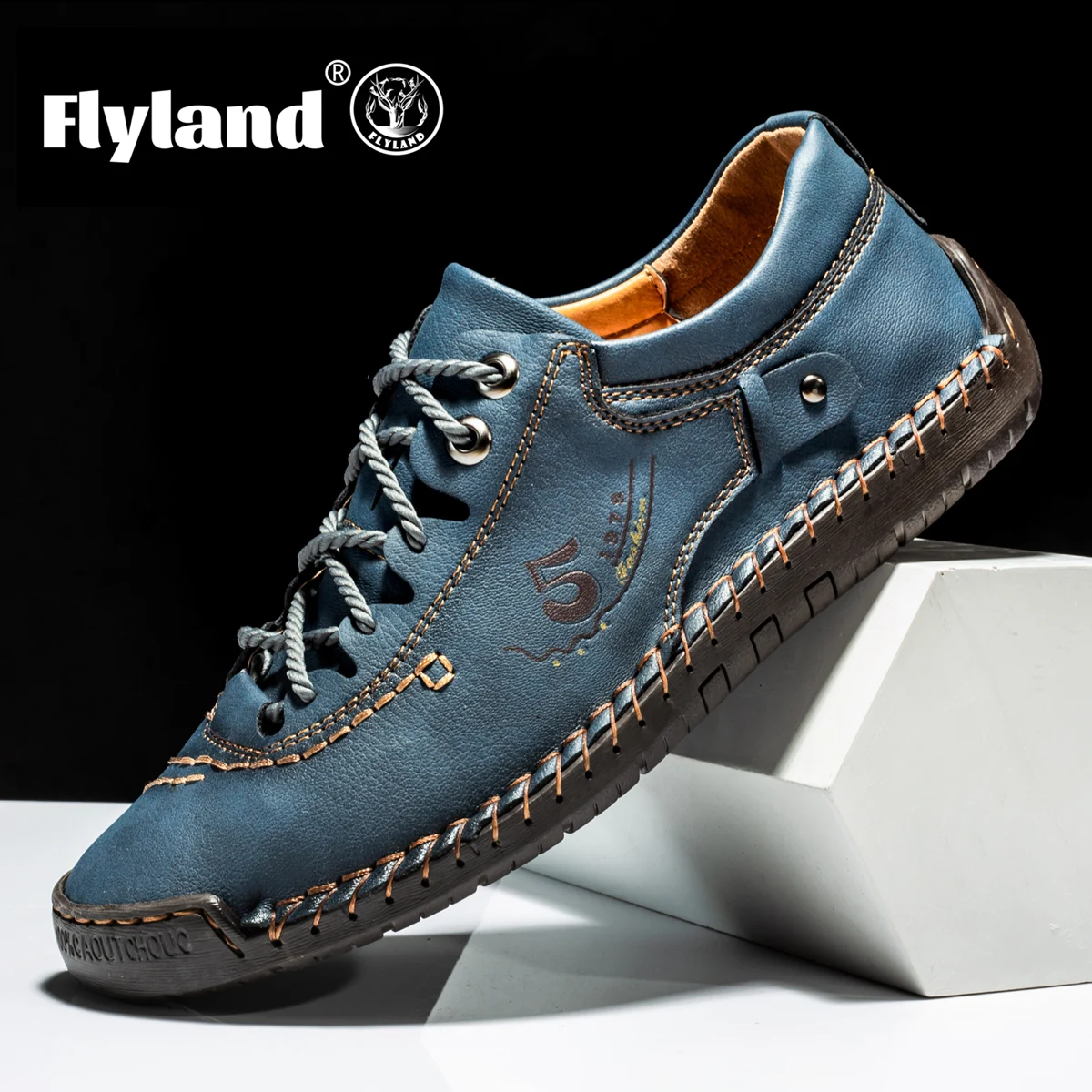 FLYLAND Classical Men's Leather Loafers Vintage Hand Stitching Oxfords Chukka Boots Ankle Boots Casual Daily Work Office Shoes 2
