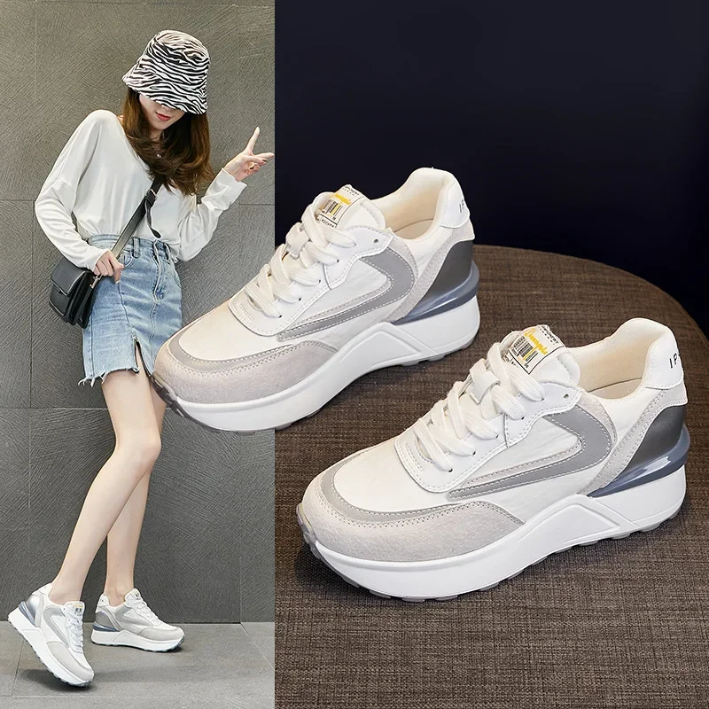 

Women's Shoes New Shallow Mouth Sports and Casual Thick Sole Shoes Versatile Inner Heightening Forrest Gump Dad Shoes Sneakers