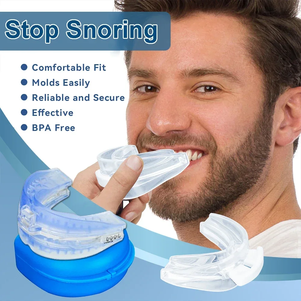 Anti Snoring Bruxism Silicone Mouthpiece & Sleeping Ear Plugs Improve Sleeping Teeth Bruxism Sleep Aid Anti-Snore&Apnea Device