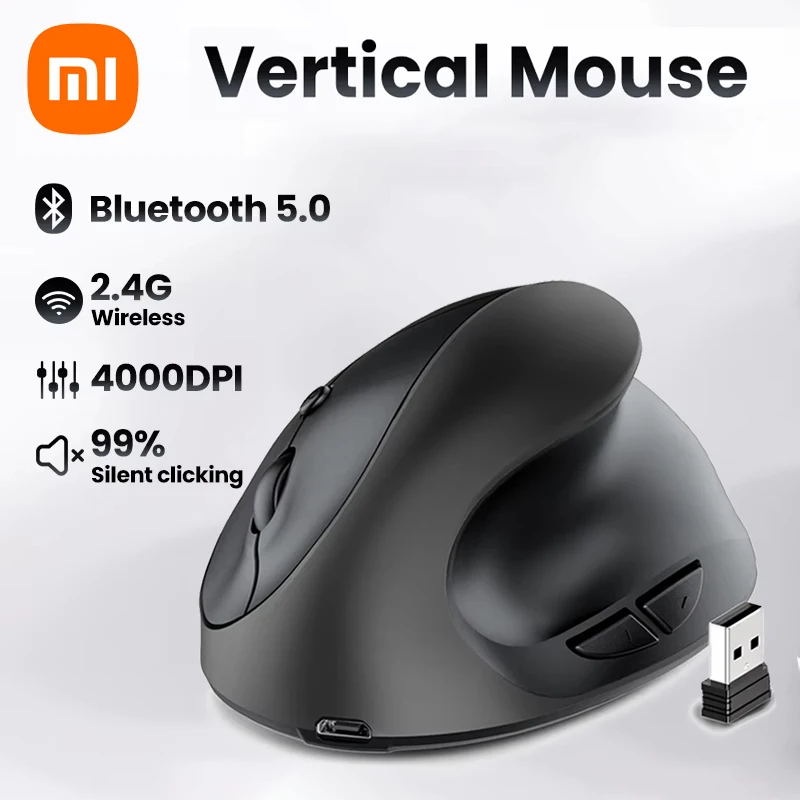 Xiaomi Vertical Grip Silent Wireless Mouse Rechargeable Hand Designer Drawing Office Creative Ergonomic Mouse For Computer PC