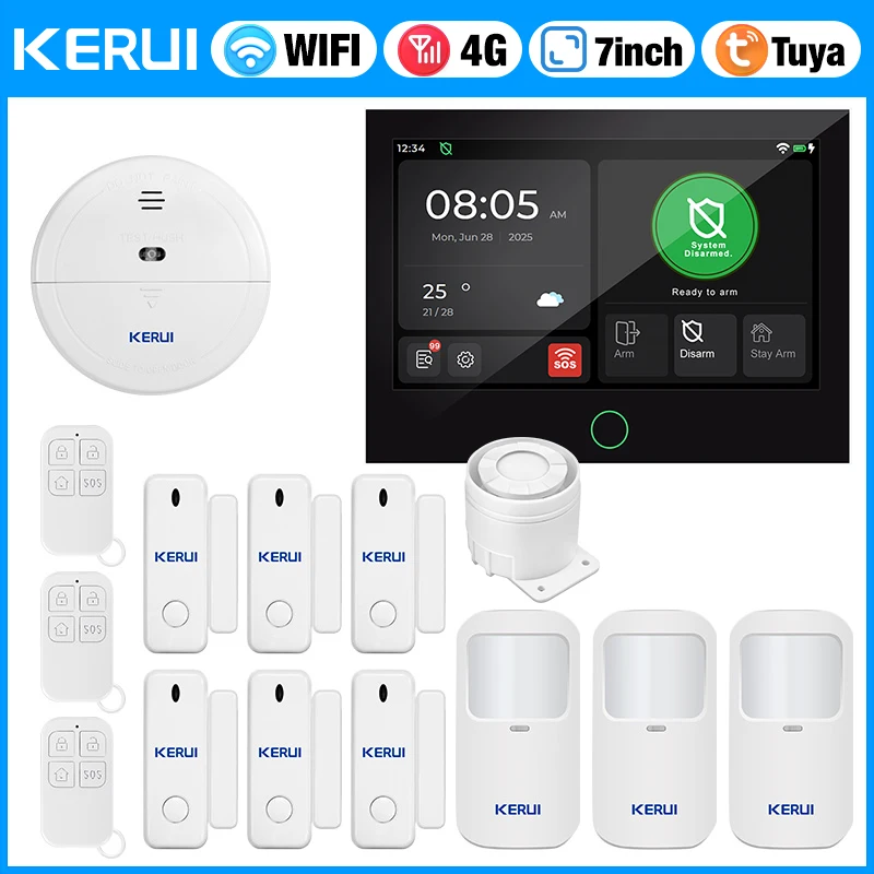 Wireless Burglar Alarm 7 inch Large Touch Screen Panel 4G WIFI Home Alarm System