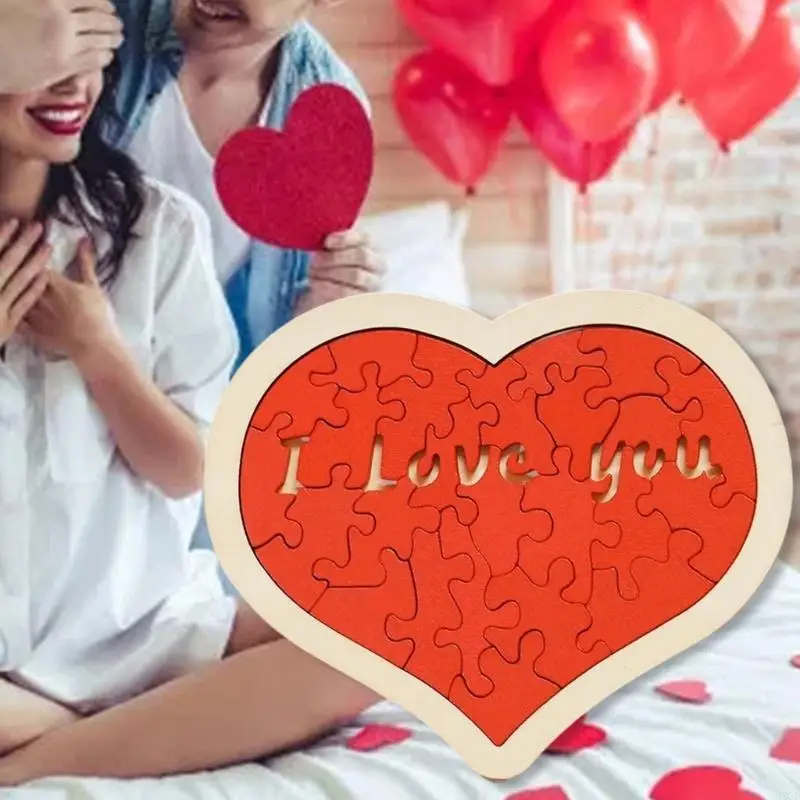 23GD Heart Puzzle Kits Valentine's Day Cards For Kids Classroom Fun Cards Gift Educational Puzzles for Boys Girls