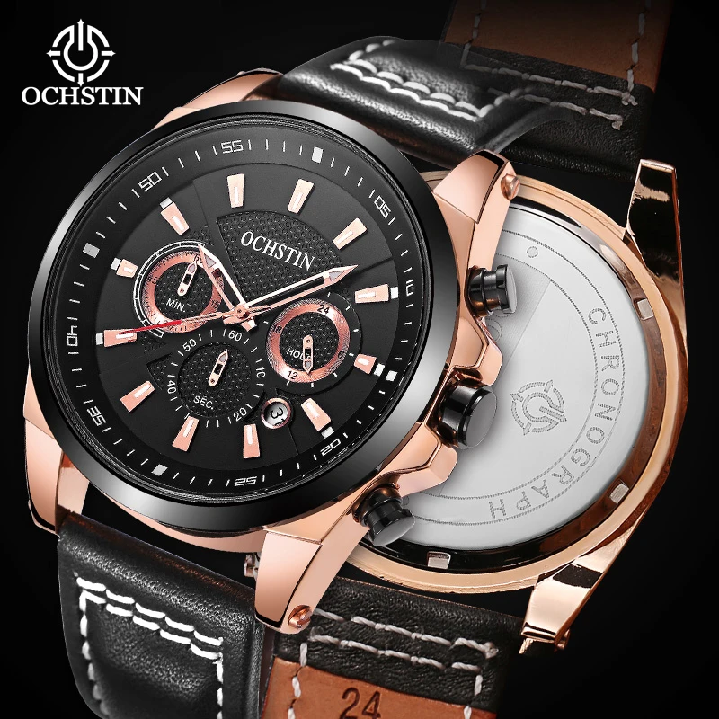 Promotional OCHSTIN 2024 Fashion Trend Multifunction Automatic Quartz Movement Waterproof Watch Men's Quartz Watch tj tingjun hot sell new style men s leather belt automatic buckle business belt youth trend fashion casual leather strap