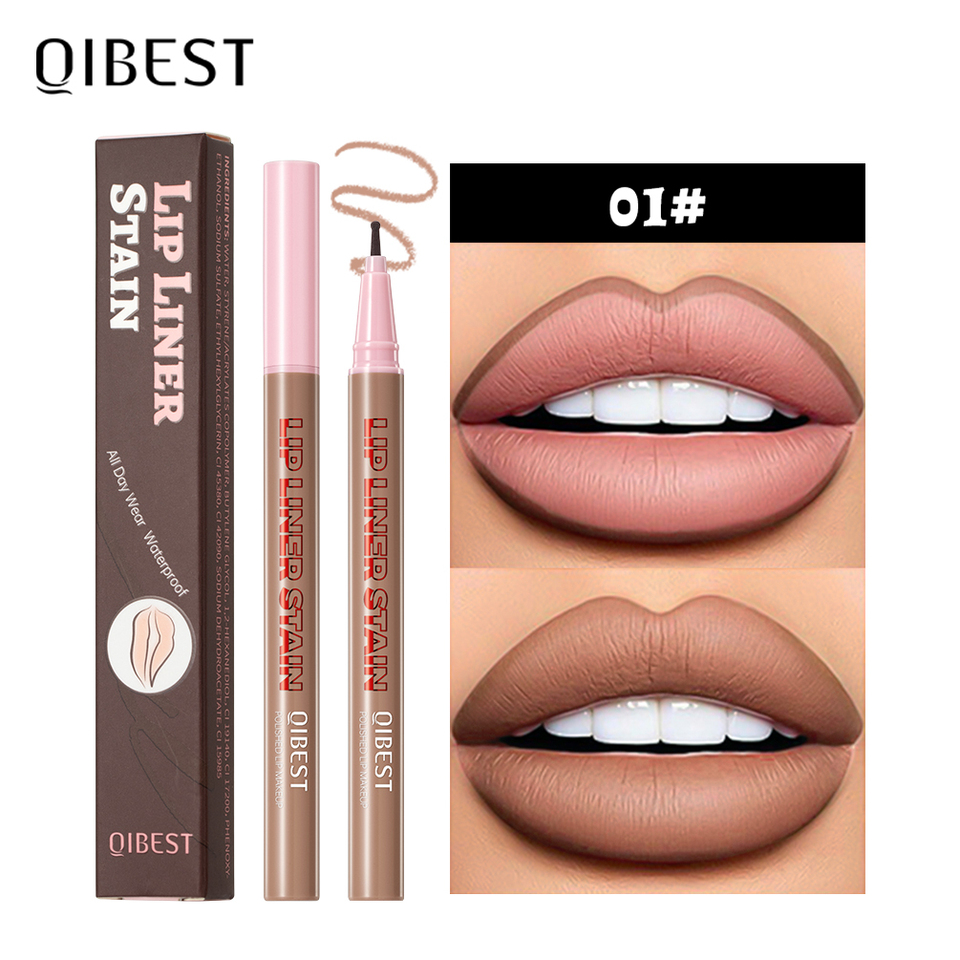 QIBEST Matte Liquid Lipliner Pen Waterproof Plumping Stain Lipstick Long Lasting Natural Lip Liner Outline Contour Makeup Tools