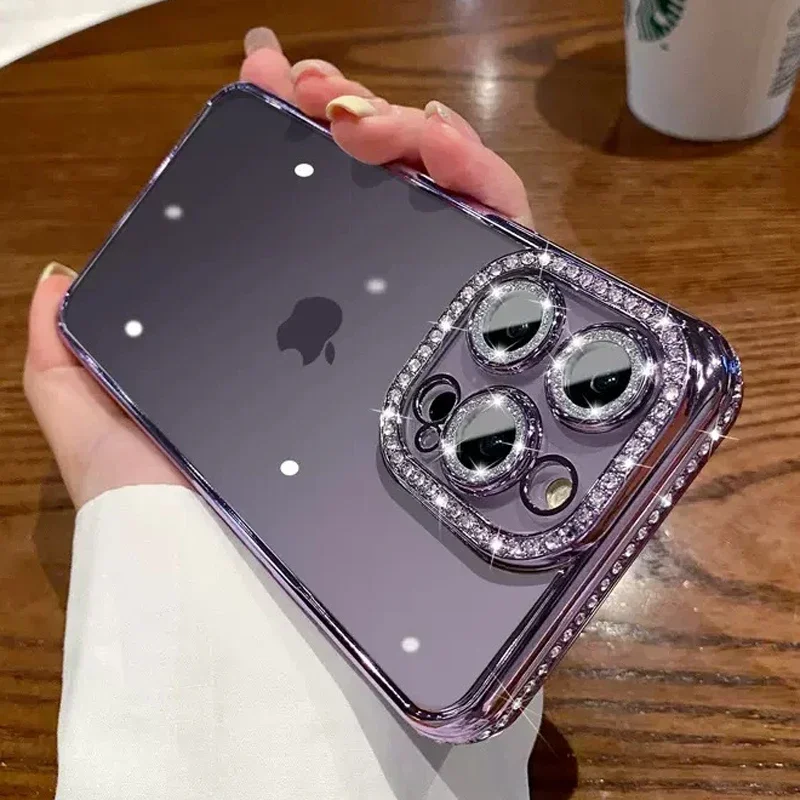 Elegant Rhinestone Jewelled Clear Case with Soft Silicon Cover
