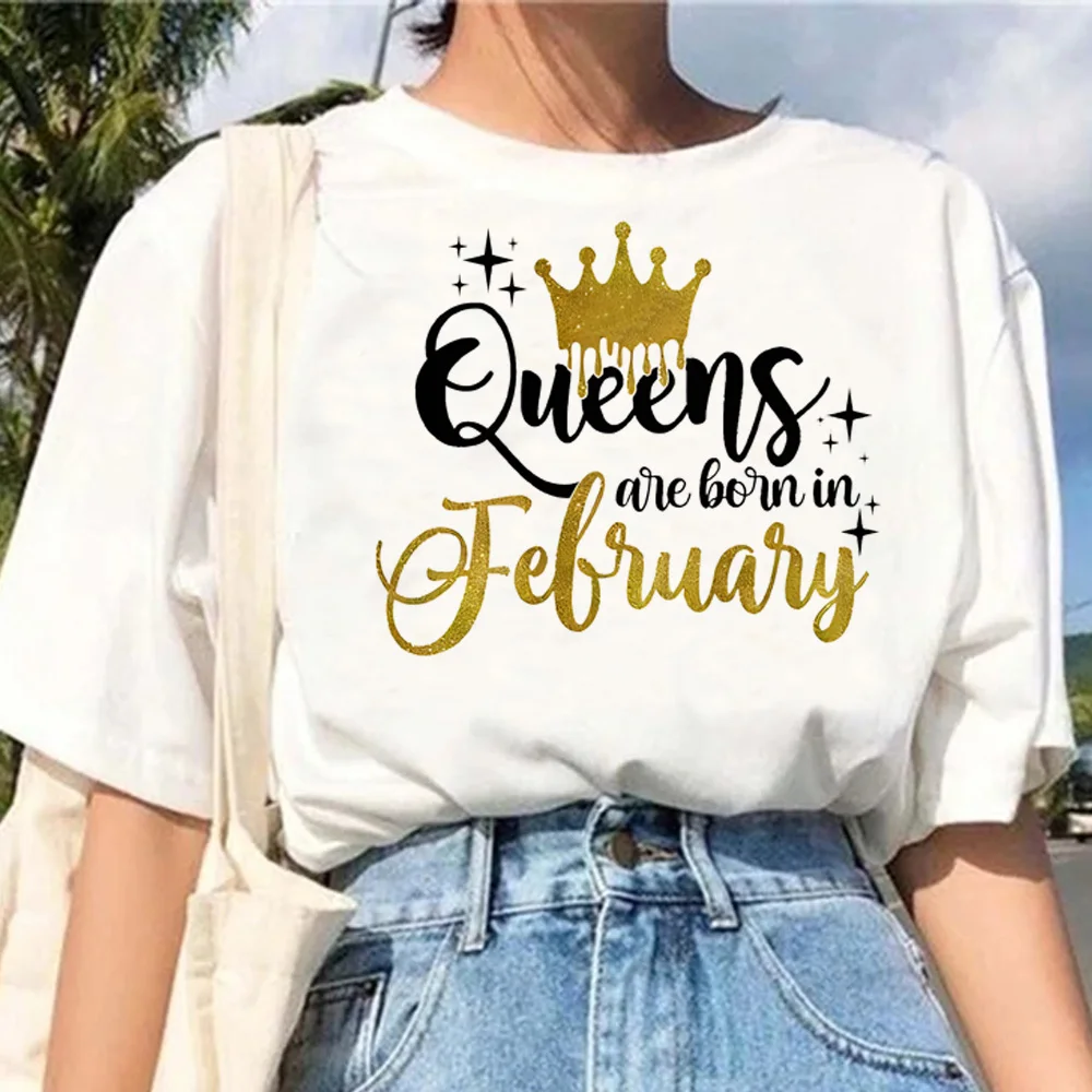 

Golden Crown Queen Are Born in January to December t shirt women harajuku summer manga top female graphic manga clothes