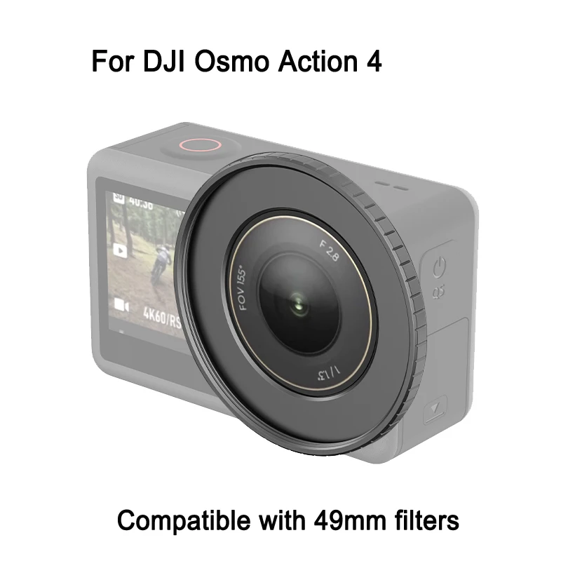 PULUZ 49mm Lens Filter Adapter Ring Frame For DJI Osmo Action 4 Camera Metal Filter Holder Accessories