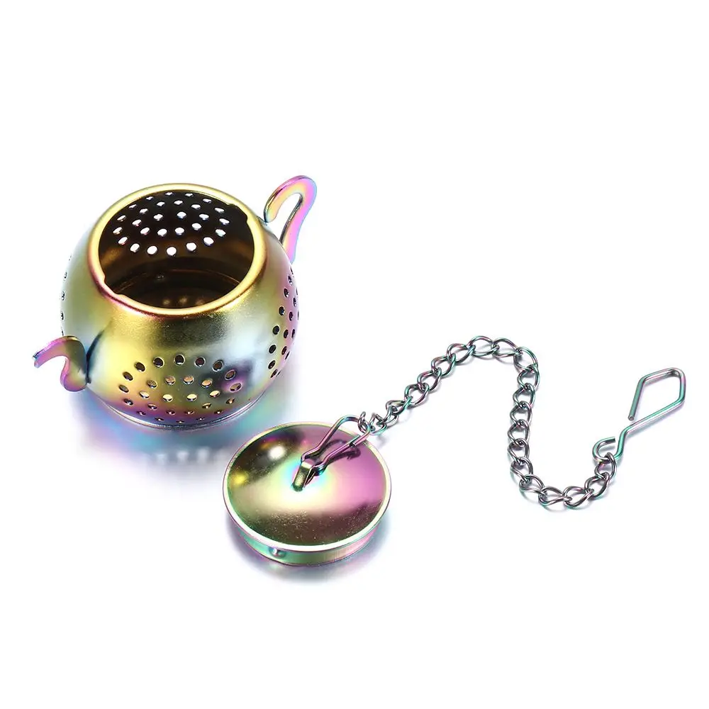 Durable Teapot Shape Tea Infuser with Chain Tea Strainer Herbal Spice Filter Diffuser Stainless Steel Kitchen Gadget