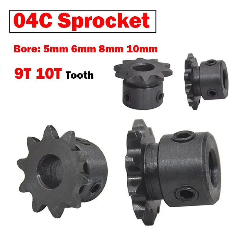 Industrial Drive Sprocket 1PCS #25 Chain Drive Sprocket Wheel 9Tooth 10Tooth Bore 5/6/8/10mm Pitch 1/4" 6.35mm For 04C Chain