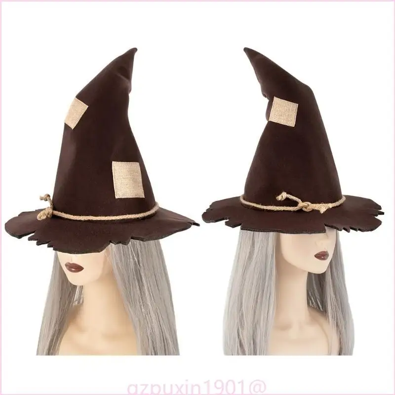 Vogelscheuche Kostüm Hut Festliche Party Hexenhut Damen Mädchen Lolitas Zaubererhut für Halloween und Mottopartys – Detail 9