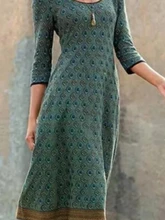  Fall/winter 2022 Dress Women's Round Neck Printed Long Sleeve Bohemian Stitching Dress Dresses Women  Dresses for Women 