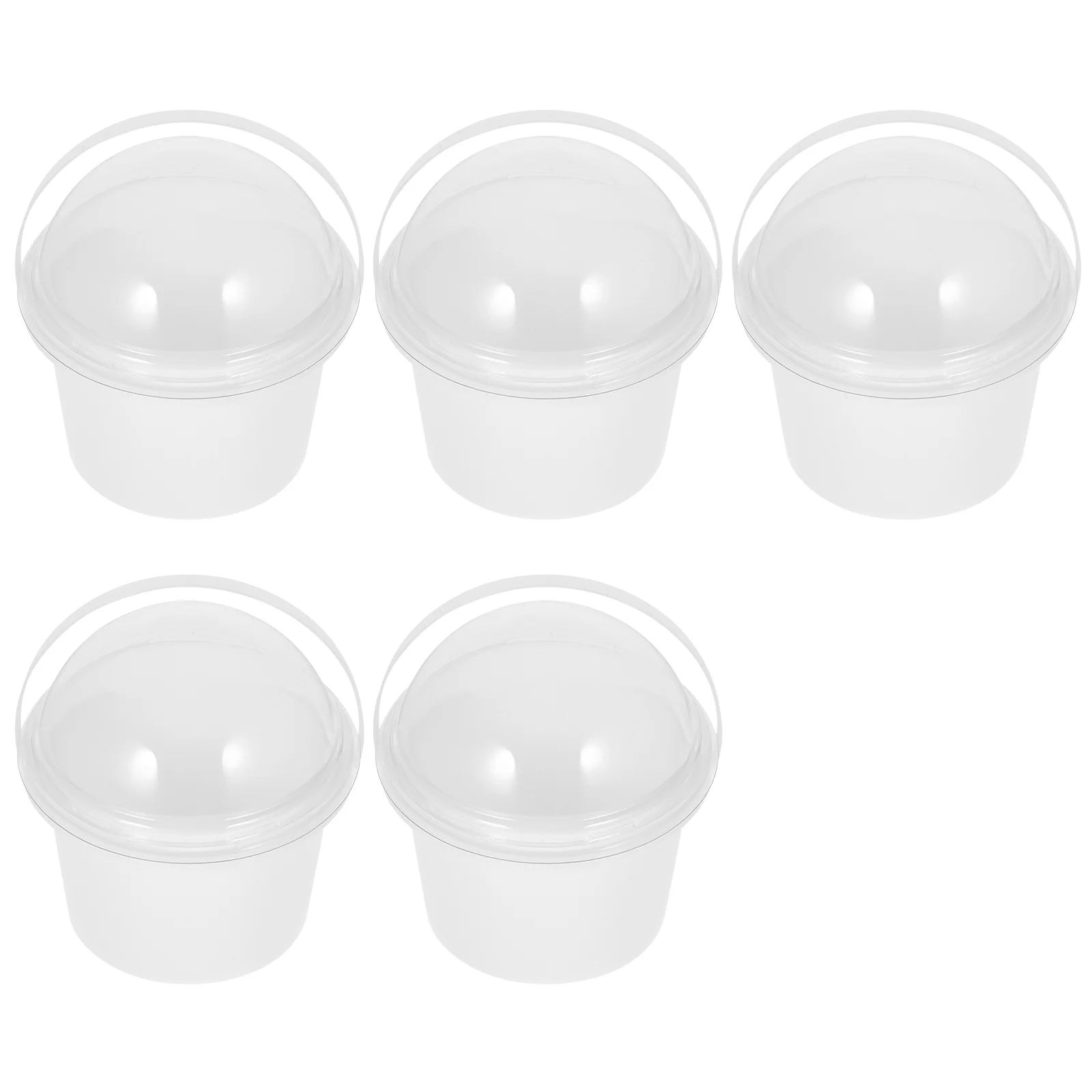

5 Pcs Popcorn Bucket Small with Lid Ice Cream Clear Plastic Containers Handbag Food Grade Milk Tea