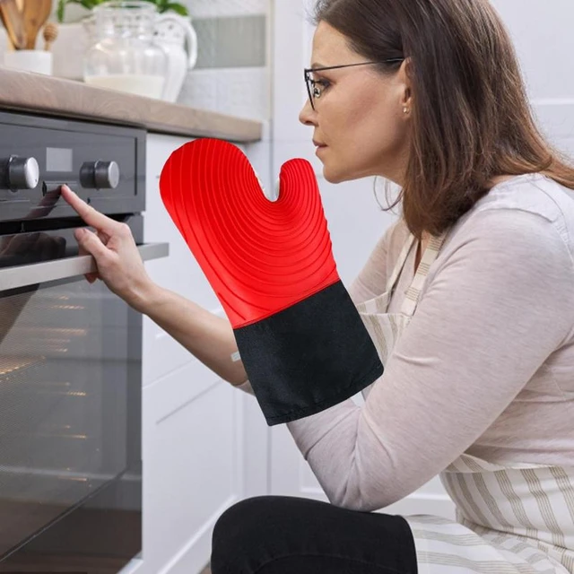 Guanti in silicone per forno a microonde guanti lunghi in cotone isolati ad alta  temperatura guanti a due dita da cucina guanti da forno antiscivolo coppia  - AliExpress