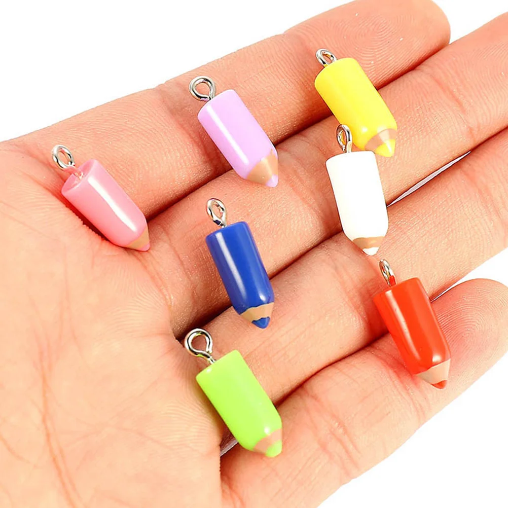 

20pcs DIY Resin Pendants Cartoon Pencil Tip Charms Jewelry Crafts Making Accessories (Random Mixed Color)