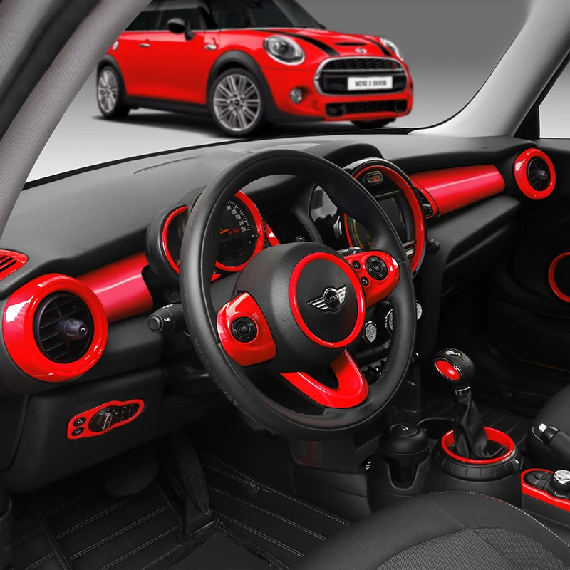 

For M Coope r Hatchback F 56 Whole Inner RED Color Shell Sticker Cover Handle Vent Console Panel Housing Case Accessories