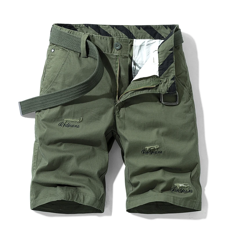 Summer New Multi-Color Workwear Shorts Men's American Belt Mid-Length Pants Loose Straight Cotton Casual All-Match Cropped Pants