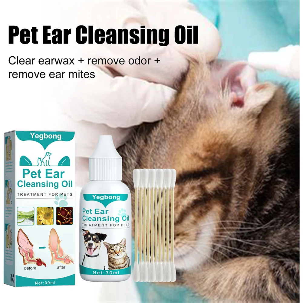 Cleansing Insect Oil Natural Cat Ear Wash Set Soothe Discomfort Dog Ear Cleaner Keep Canals Clean Pet Cleaning Supplies 30ml