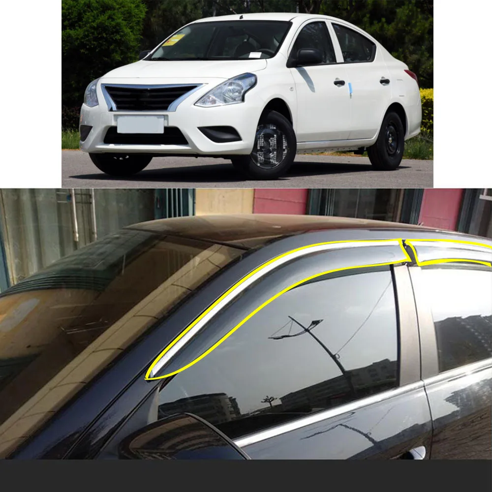 プラスチック製の窓車のボディスタイリングウィンドバイザー雨と太陽のガード部品nissan-sunny-2011-2015-2016-2019