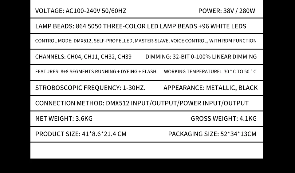 8+8 Segment 280W Led Strobe Light Horse Running Flash Light 960pcs DMX512 Wash E