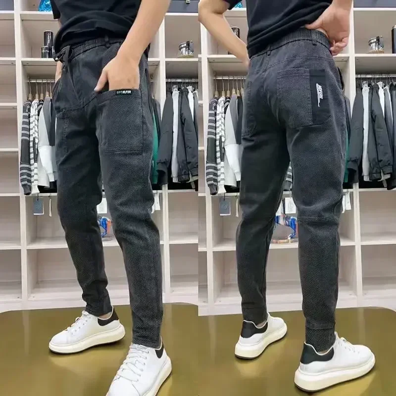 thumbnail image 1 of Pantalones vaqueros ajustados para hombre, pantalones vaqueros ajustados y elásticos de tubo, ajustados, de alta calidad, con bolsillos, elegantes, talla XS, lavados, 1 of 5