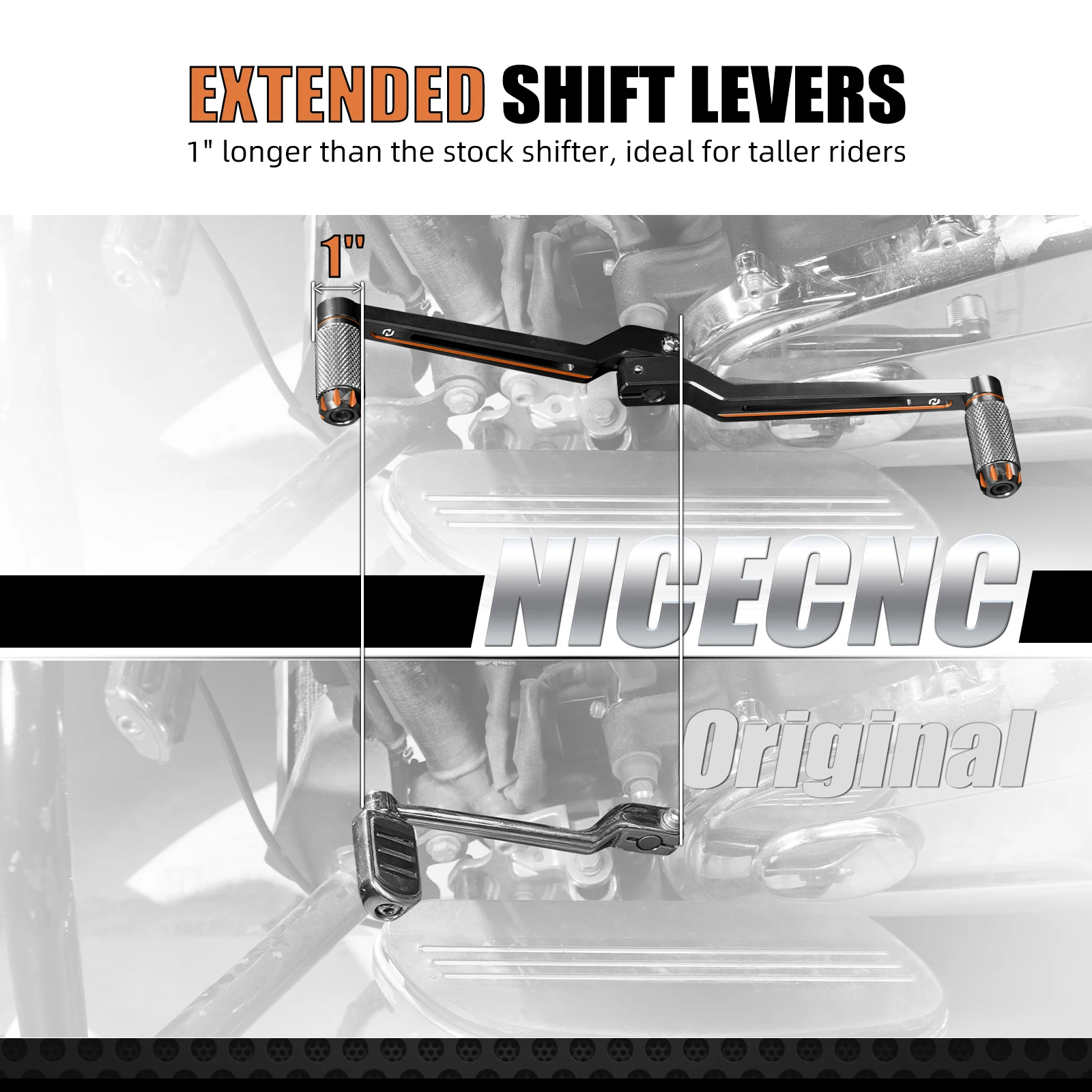 NICECNC Erweiterte Schalthebel für Harley Street Glide FLHX 2017–2024 Road Glide FLTR Tri Glide Ultra Fat Boy 114 Road King FLHR – Detail 10
