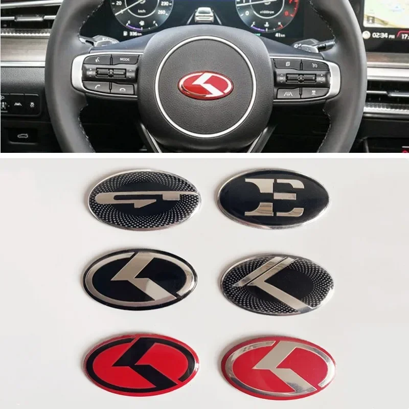 

3D Aluminium Car Steering Wheel Center Emblem Badge Sticker Decal For KIA K2 K3 K5 KX5 GT Forte Rio Optima Sorento Accessories