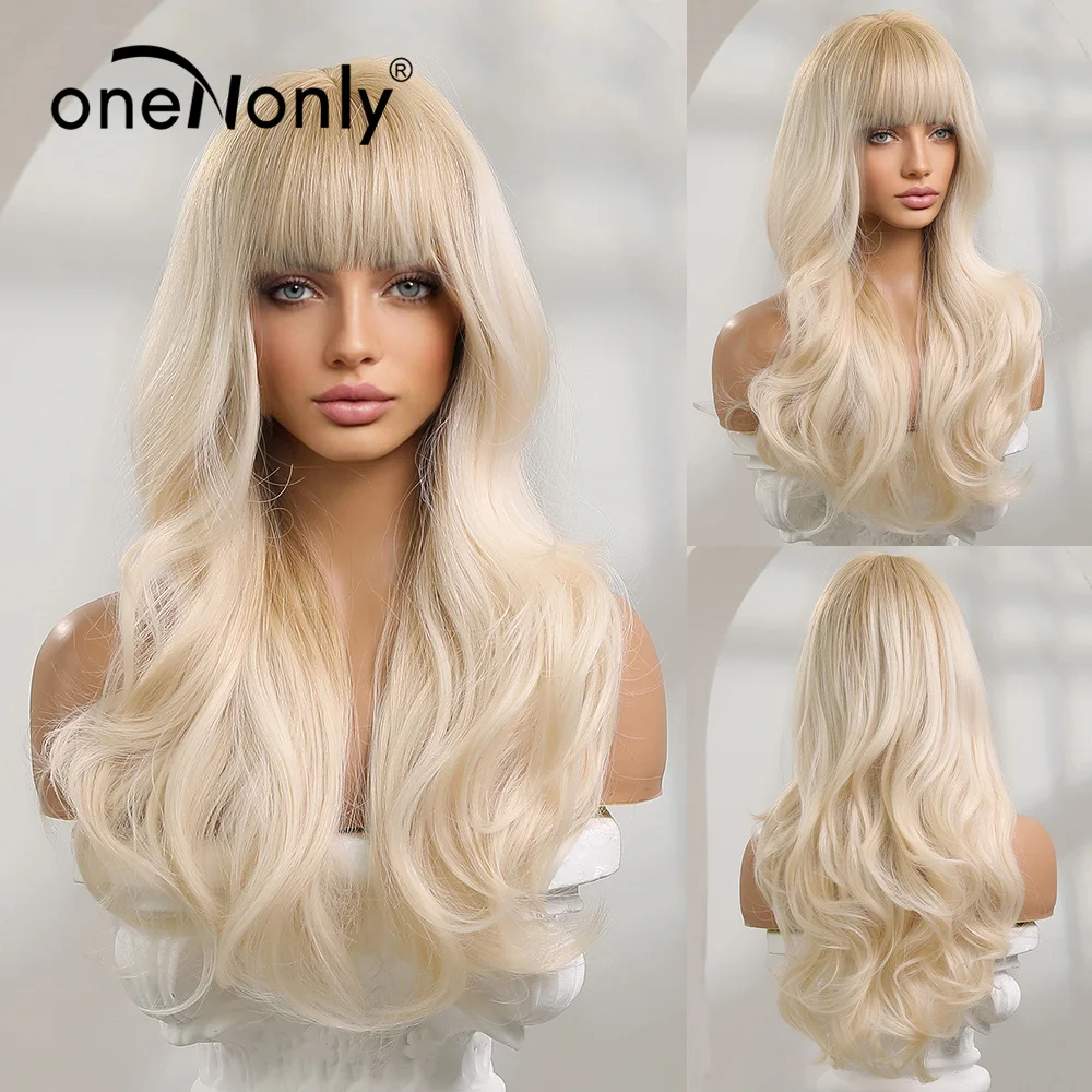 Blonde Wigs Long Natural Hair Women's Blonde Wigs Bangs Long Blonde