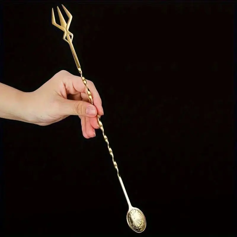New 1/4pcs Long Handle Cocktail Mixing Spoon Fork Stainless Steel Whisky Stir Rod Bartender Muddlers Kitchen Bar Accessories