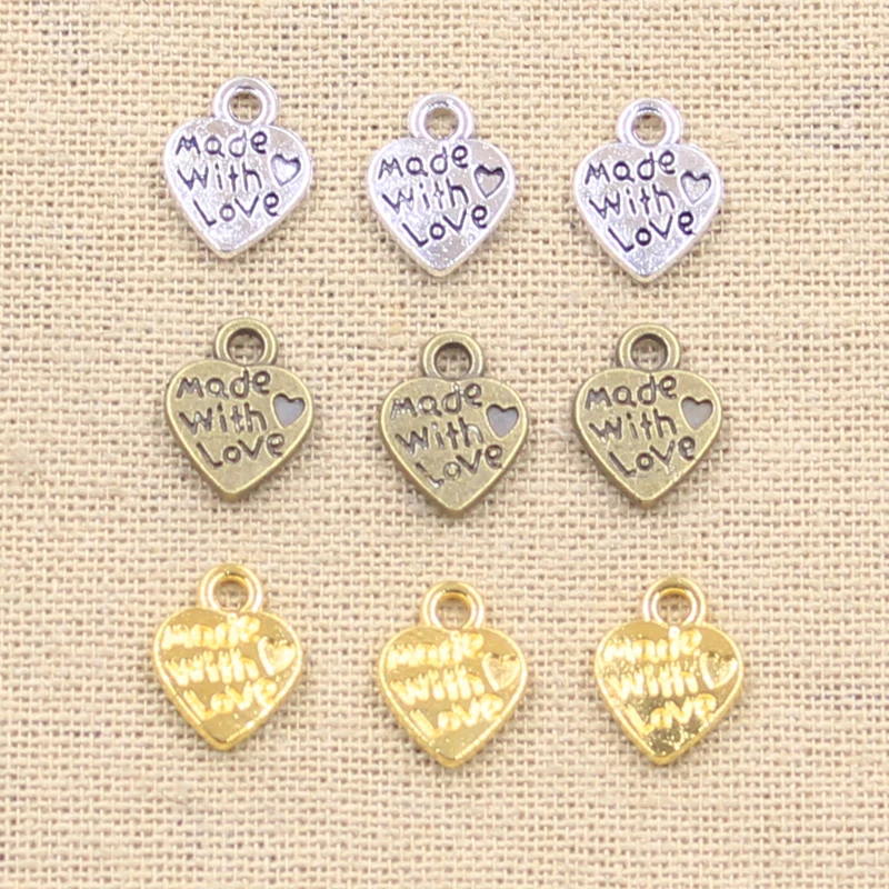 30pcs 매력 심장 사랑으로 만든 12x10mm 골동품 만들기 펜던트 맞는, 빈티지..