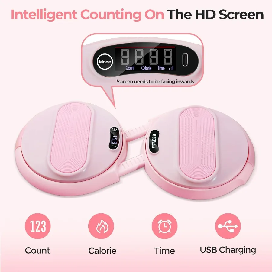 Waist Twisting Machine Exercise - Ab Twister Board MAX 300LBS | Intelligent Counting Lap & Calorie & Time, with 2 Resistance Ban