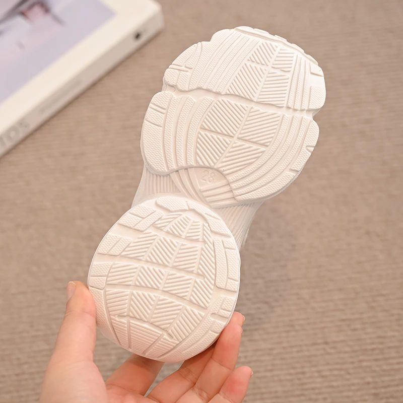 White Non Slip Air Mesh Kids Sneakers for School