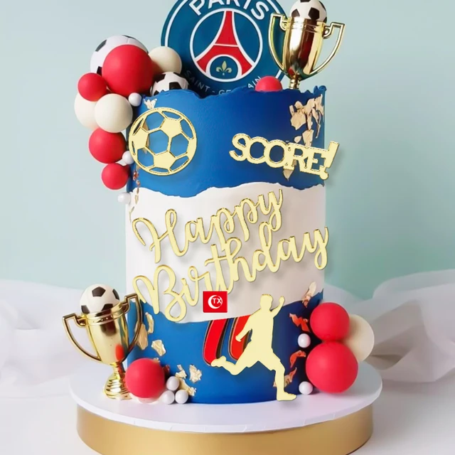 Décoration de gâteau sur le thème du football de la passion, décoration de  drapeaux de football, décoration de gâteau de joyeux anniversaire,  fournitures de fête d'anniversaire pour garçons et enfants, Chi 