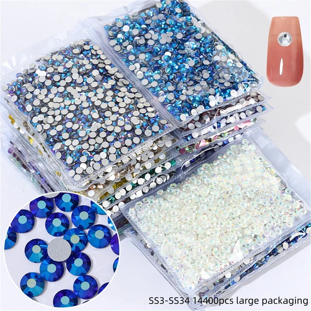 big bag SS3-SS30 Bulk Package Wholesale Flatback Clear Crystal Non Hotfix  Rhinestones For DIY for nail decorationArt - AliExpress